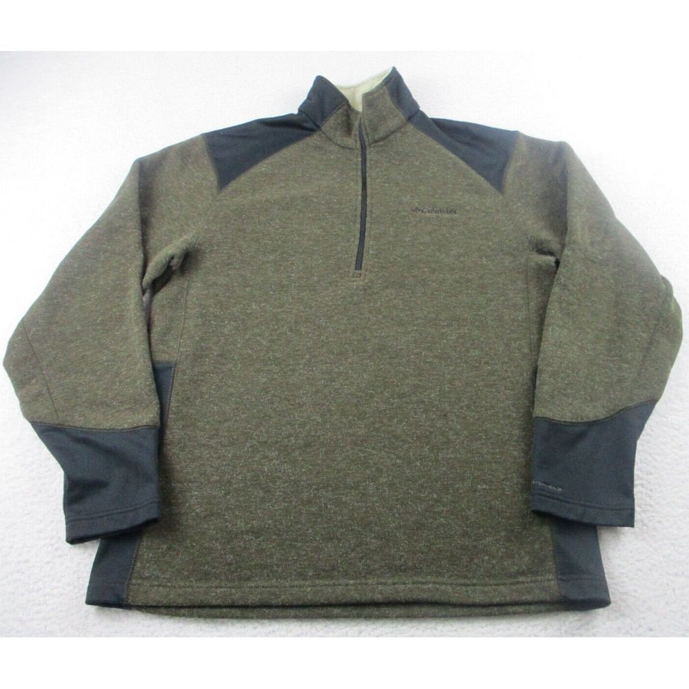 Columbia Sweater Mens M Dark Green 1/4 Zip‎ Pullover Fleece Omni-Shield *READ*